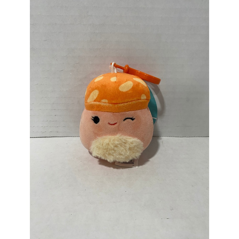 Squishmallows Plush Alba the Mushroom Clip On Orange Peach Winking 3.5 inch NEW